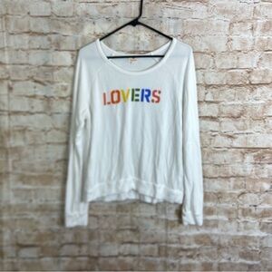 Sundry White Graphic Print “Lovers” Sweatshirt Size 1 Small 4-6